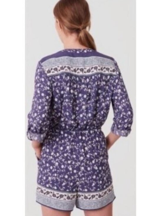 Ann Taylor LOFT Blue Green Floral Romper With Pockets - XS - Picture 10 of 11